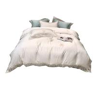 SLOPSS Princess Wind Tencel a Quattro Pezzi Girl Heart Bow Border Pure Coloro Pulve di Seta Ice Copertura Estiva lettiera (Colore: Dimensione Bianca: (Bianco 1,5 m)