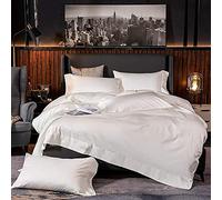 SLOPSS Purple 100% Cotton Duvet Covers Set Grey Bedding Sets Quilt Cover Size Embroidery Twin Double 220&Times;240Cm (White King)