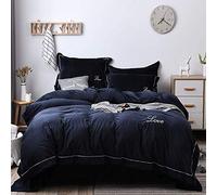 SLOPSS Purple Duvet Bedding Set Bed Quilt Cover Sets Flat Sheet Twin Double Size Soft Warm Flannel Thick Gray Green (Blue King)