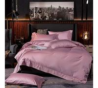 SLOPSS Purple White 100% Cotton Double Duvet Covers Set Grey Bedding Sets Quilt Cover Size (Pink King)