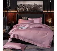 SLOPSS Purple White 100% Cotton Duvet Covers Set Grey Bedding Sets Quilt Cover King Size Embroidery Twin Double 220&Times;240Cm (Pink Queen)