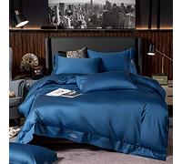 SLOPSS Purple White 100% Cotton Duvet Covers Set Grey Bedding Sets Quilt Cover King Size Embroidery Twin Double 220&Times;240Cm (Blue Queen)