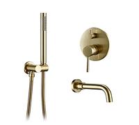 SLOPSS Rubinetto vano da Bagno con Doccia, rubinetti della Vasca Rubinetto Caldo e Freddo ruscello in Ottone in Ottone in Ottone deviatore, con Tubo Portatile a Monte a Parete Set di rubinetti del
