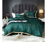 SLOPSS Senza Cucitura Cover del piumone a Doppia Copertura Aderente e 4 Set di Biancheria da Letto in Raso Black King Bed Dimensioni (Colore: H Size: Queen) (Centina C)