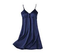 SLOPSS Set di Abbigliamento da Notte per sete da Donna camiso camistole Camisole di Natale per Il Regalo di San Set di Pigiami con Abiti da Sonno di Veste da Sonno di Abiti da Sonno Navy
