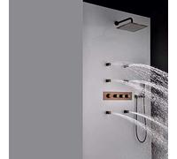 SLOPSS Set di Doccia in baldacchino Montato a Parete del Bagno termostatico con Doccia Nascosta Massaggio a LED Nascosto ugello Montato su soffitto Laterale