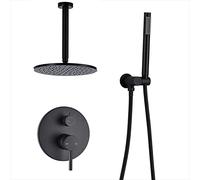 SLOPSS Set di Doccia Nera in Ottone Bagno Bagno CHIECHE DOCCHIO Mixer Mixer Set di Spring con Doccia a Pioggia Muratura da 10 Pollici (soffitto da 12 Pollici)