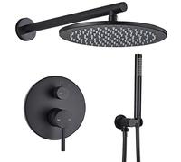 SLOPSS Set di Doccia Nera in Ottone Bagno CHIUCE DOCIE Ancile Mixer Mixer Set di Spring con Doccia a Pioggia Muratura da 10 Pollici (soffitto da 10 Pollici)