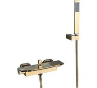 SLOPSS Set di Doccia per Bagno a Cascata Nera vano da Bagno rubinetti da Doccia Monte a Parete Mixer Doccia rubinetti rubinetti Caldi Bagno Freddo Tocco Lucido Oro