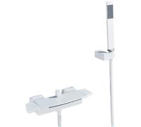 SLOPSS Set di Doccia per Bagno a Cascata Nera vano da Bagno rubinetti per Doccia a Parete morso per Doccia Mixer rubinetti rubinetti Freddi Bagno Freddo Tocco di Colore Bianco