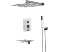 SLOPSS Set di Doccia per Bagno cromata per Bagno Set di rubinetti per la Doccia Set di pluviale a 2/3 per Le piogge in Ottone Miscelatore in Ottone Miscelatore da 8-16 "a Parete a Monte