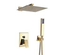 SLOPSS Set di Doccia per Bagno di Lusso Gold Docuting Docuth Set Set a Maniglia Singola con Pioggia Mestinatura da Doccia in Ottone in Braccio in Muro Bagno Caldo Tocco Freddo 2 Modi 8 Pollici