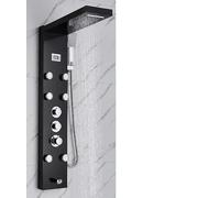 SLOPSS Set di Doccia per Bagno Nero Pannello Doccia termostatico Pannello piovoso per la Cascata Massaggio Spa vano per la Doccia vano da Bagno Torre per Doccia Rubinetto per Doccia termostatica Nera