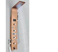 SLOPSS Set di Doccia per Bagno Nichel Nero Pannello Doccia a LED Sei funzioni Colonna Doccia a Cascata piovana Massaggio getti Spa getti Doccia con Bidet battini Rosa Oro 8009