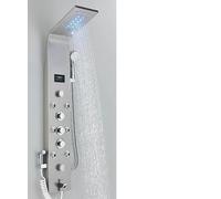 SLOPSS Set di Doccia per Bagno Nichel Nero Pannello Doccia a LED Sei funzioni Colonna Doccia a Cascata piovana Massaggio getti Spa getti Doccia con tocchi da Bagno Bidet tocchi Nichel 8009