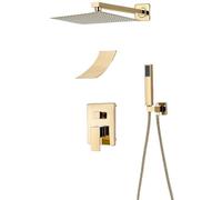 SLOPSS Set di Doccia per Bagno Oro Oro Nascosto Set di rubinetti per Doccia Set piovano vano da Bagno di Doccia Calda Cucina per la Doccia per Il Mixer da Bagno Toccata a 3 Vie da 10 Pollici Cascata