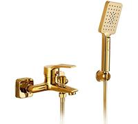 SLOPSS Set di doccia per bagno set da bagno rubinetto vasca rubinetto per vasca singola manico per bagno miscelatore tocco a parete oro per la doccia set di rubinetti con doccia portatile a 3 funzioni