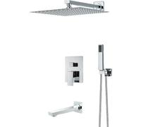 SLOPSS Set di Doccia per Il Bagno Monte a Muro di Bagno Porta piovana Cuci per Doccia Set Crome Crome di Doccia cromata per la Doccia Misele per Doccia Tap 3 Vie da 10 Pollici Normali