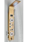 SLOPSS Set di Doccia per Pannello per Doccia a LED Nichel Nero da Bagno Sei funzioni Colonna Doccia a Cascata piovana Massaggio getti Spa getti Doccia con Bagno da Bagno Bidet Oro 8006