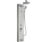 SLOPSS Set di Doccia per Pannello per Doccia Nera del Bagno con portabicchieri portaoggetto Set di rubinetti per la Doccia Set Spa per Bagno Getto per la Doccia a Doppia Maniglia della Torre di