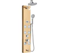 SLOPSS Set di Doccia per Pannello per Doccia Nera del Bagno con portabicchieri portaoggetto Set di rubinetti per Doccia Set Spa per Bagno per Getto per la Doccia Colonna a Doppia Maniglia della Torre