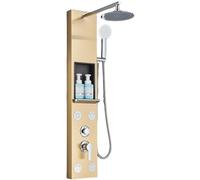 SLOPSS Set di Doccia per Pannello per Doccia Nera del Bagno con Portapacchi di Portata pluviale Set di rubinetti Set Spa per Bagno Getto per la Doccia Colonna per Doccia a Doppia Torre del Mixer 7001