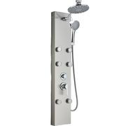 SLOPSS Set di Doccia per Pannello per la Doccia Nera del Bagno con Portapacchi di Portata pluviale Set di rubinetti Set Spa per Bagno Getto per Getto per la Doccia a Doppia Maniglia della Torre di