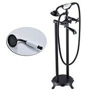SLOPSS Set di Doccia Set da Bagno Rubinetto da Bagno in Piedi in Piedi Spazzolato Rubinetto vano da Bagno a Doppia Maniglia per Pavimento lavello a lavello Rubinetto Bagno Bagno Bagno Vasca da Bagno