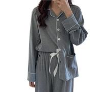 SLOPSS Set di Pigiama Set Women Turno-Down Sleep Abbigliamento Casual Wit-M di Base