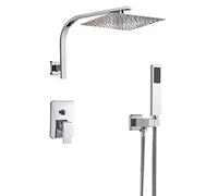 SLOPSS Set di rubinetti della Doccia, Pioggia con Doccia con Manuale, rubinetti del Mixer in Ottone per Bagno, Doccia montata a Parete 2 Via, 8 Pollici