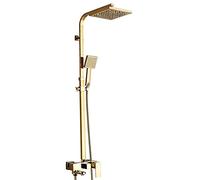 SLOPSS Set di rubinetti per Doccia Classica, Luxury Quadrata da 8 "con Doccia a Pioggia con Doccia a Mano, rubinetti da Bagno montati a Parete in Ottone, rubinetti per la Doccia da Bagno