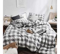 SLOPSS Set Grey Stripe Cotton Duvet Covers Bedding Sets with Fitted Sheet Quilt Cover 240 Twin Size Double Bed Pink Gray (C King)