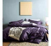SLOPSS Sets Bed White Pieces Duvet Covers Bedding Set Blue Twin Double Size 100% Long Staple Cotton Quilt Cover (Purple King)