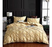 SLOPSS Sets Double 100% Satin Silk Set Comfortable Quilt Adult Bedding Linens Pillowcase Twin Bed Duvet Cover Set-Red_King (Yellow King)