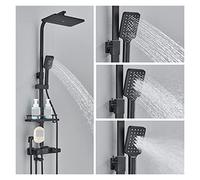 SLOPSS Shower Black Smart Thermostatic Shower Faucet Set Bathroom Intelligent Rainfall Digital Mixer Tap with Rack And Bidet Bath,Sprinkler