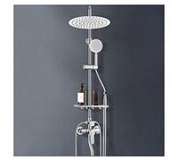SLOPSS Shower Faucet Set Matte Black Bathroom Wall Mounted Rain Shower Faucet Thermostatic Valve Shower System 8 12" Shower Head with Shower Hose for Family Bathroom,Square,12 inch (Round
