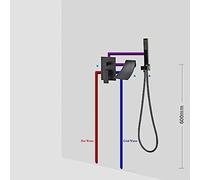 SLOPSS Shower Panel Waterfall Rain Shower Faucet Set Spa Massage Jet Bath Shower Column Temperature Display Mixer Tap Tower-F,E