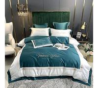 SLOPSS Silk Satin Purple Bedding Set Full Double Luxury Twin Duvet Covers Bed Quilt Cover Flat Sheet Soft (Color Red Size : (Green King)