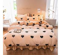 SLOPSS Size Floral Childrens Double Covers Bedding Winter Duvet Set with Fitted Sheet Quilt Cover Sets Soft Warm Flannel Twin King Doub (D Queen)