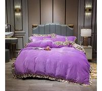 SLOPSS Size Pink Double Covers Brown Duvet Bedding Set Sets Quilt Cover Flat Sheet Soft Warm Flannel Winter Twin (Purple King)