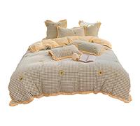 SLOPSS Small Fresh Milk Velvet Daisy Embroidery Thick Four-Piece Set Autumn And Winter Wide-Sided Quilt Cover Sheet Warm Bedding (Color B Size : (A 1.5m)