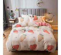 SLOPSS Soft Warm Flannel Bedding Floral Duvet Set with Fitted Sheet Winter Quilt Cover Sets (Color C Size : Double) (E Twin)