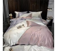 SLOPSS Spring And Summer Silk Cotton Four-Piece Contrast Stitching Quilt Cover Sheet Silky Bedding Size (Color 1 1.5m)