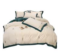 SLOPSS Thickened Milk Four-Piece Set of Autumn And Winter Floral Embroidery Quilt Cover Warm Coral Velvet Bedding (Color Size : (A 2m)