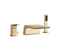 SLOPSS Truccio di riempimento della Vasca a Cascata con cuocere Portano Portano Portata per Doccia Set di rubinetti Mobile a 3 Fori Rubinetto vano da Bagno Tocco a Manico Singolo per Bagno, Oro