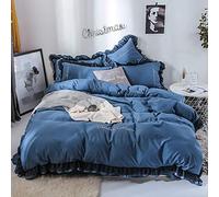 SLOPSS White Duvet Covers Bedding Set Twin Double King Size Quilt Cover 220×240cm Flat Sheet Pillowcases (Blue Queen)