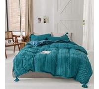 SLOPSS Winter Setbedding Yellow Duvet 4 PCS Bedding Set Double Bed Quilt Cover Sets Flat Sheet Twin Thicken Flannel Super Soft Warm Co (Blue King)