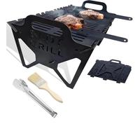 Slot Grill - Collapsible BBQ Grill for Easy Storage Steel, Lightweight & Compact, Portable Slot Grill Collapsible Bbq Grill for Travel, Party, Adjustable Tool-Free Assemblyc