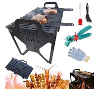 Slot Grill - Collapsible Bbq Grill For Easy Storage Steel, Slot Grill Portable Bbq, Slotgrill Portable Bbqs For Camping, Tabletop Barbecue Fire Pit, Tailgating, Rv, Outdoor Cooking (50CM)