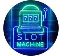 Slot Machine 777 Game Room Dual Color LED Enseigne Lumineuse Neon Sign Vert et bleu 400 x 600mm st6s46-i2943-gb